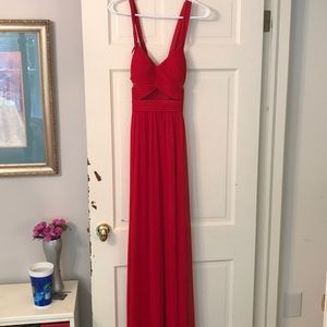 Long Red Chiffon Dress